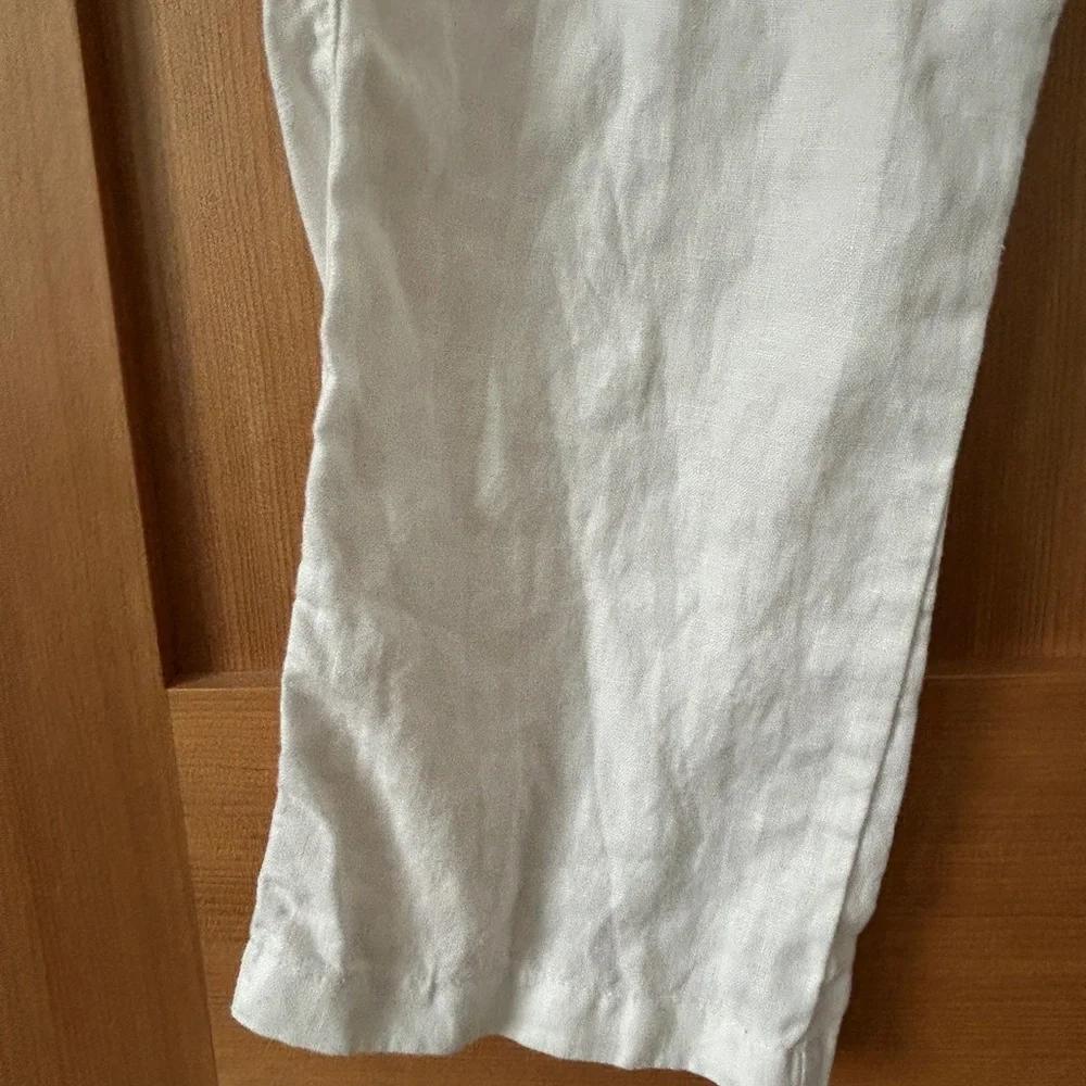 Drawstring White Linen Pants - Picture 2 of 6